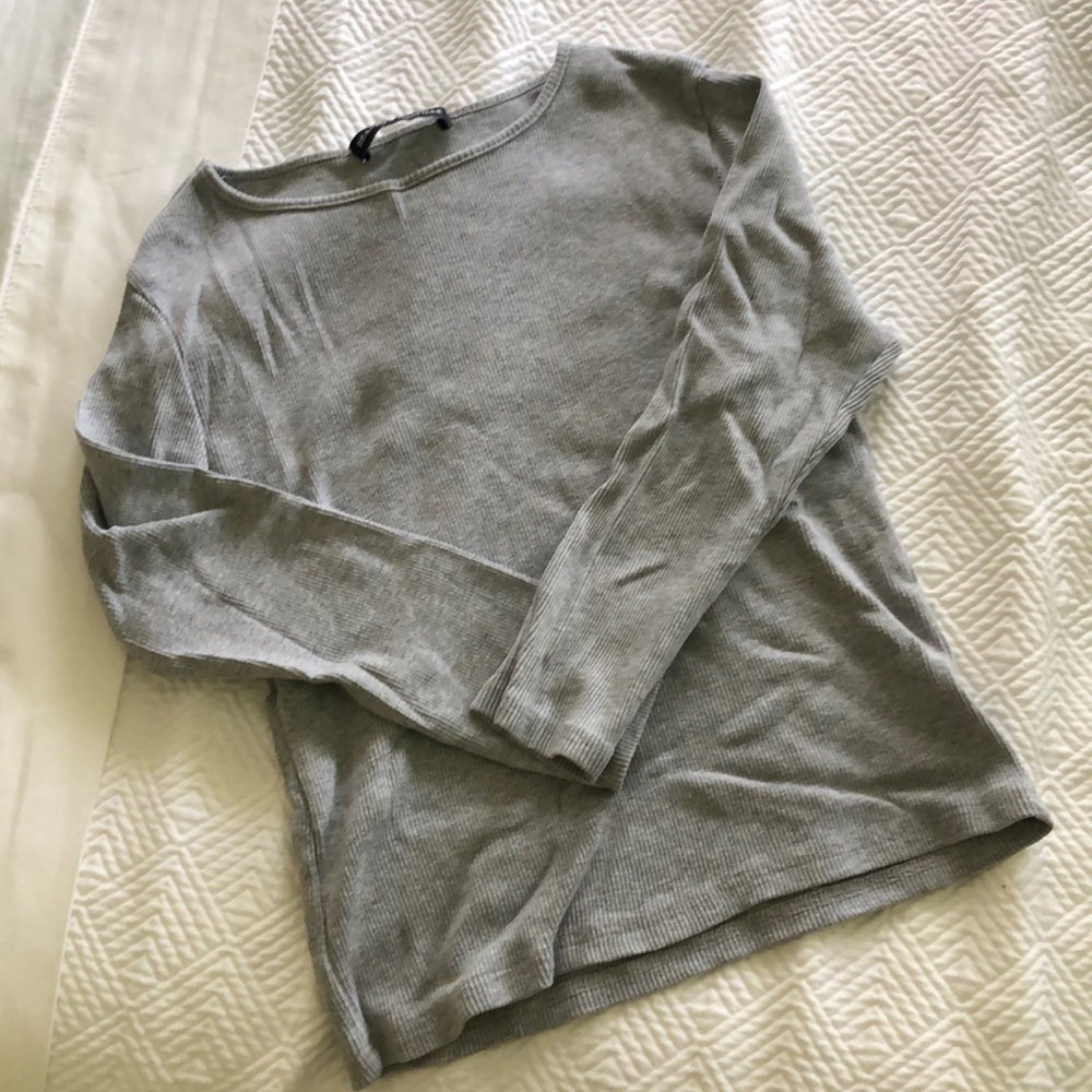 Brandy Melville Cropped 3/4 Sleeve Ribbed Tee